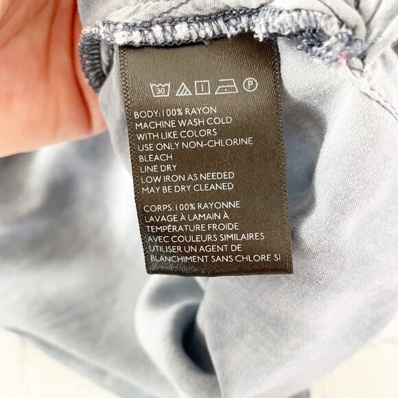 silence + noise Acid Wash Blue Long Dolman Sleeve Button Front Slouchy Top XS - Picture 10 of 10